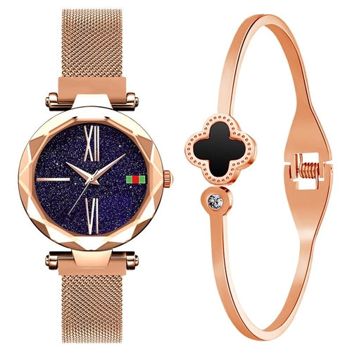 Luxury Rose Gold Women Watches Minimalism Starry