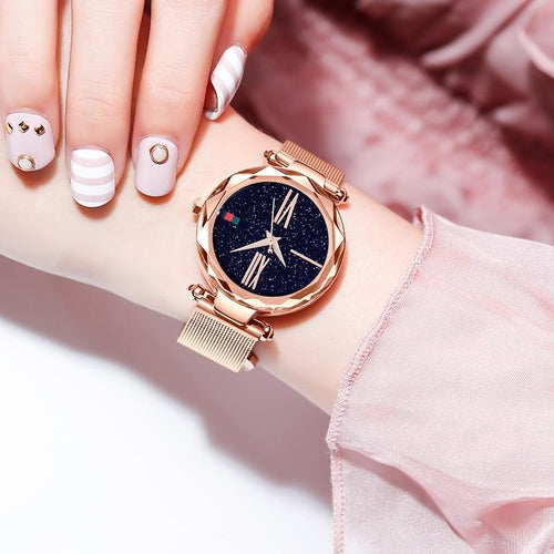 Luxury Rose Gold Women Watches Minimalism Starry