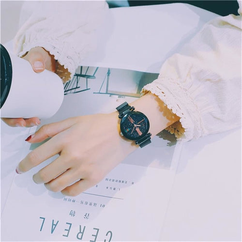 Luxury Rose Gold Women Watches Minimalism Starry