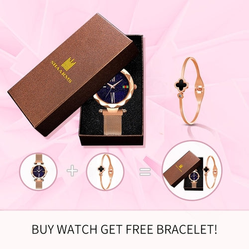 Luxury Rose Gold Women Watches Minimalism Starry