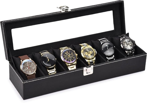 Watch organizer holder Case for 6 Watches (Black)